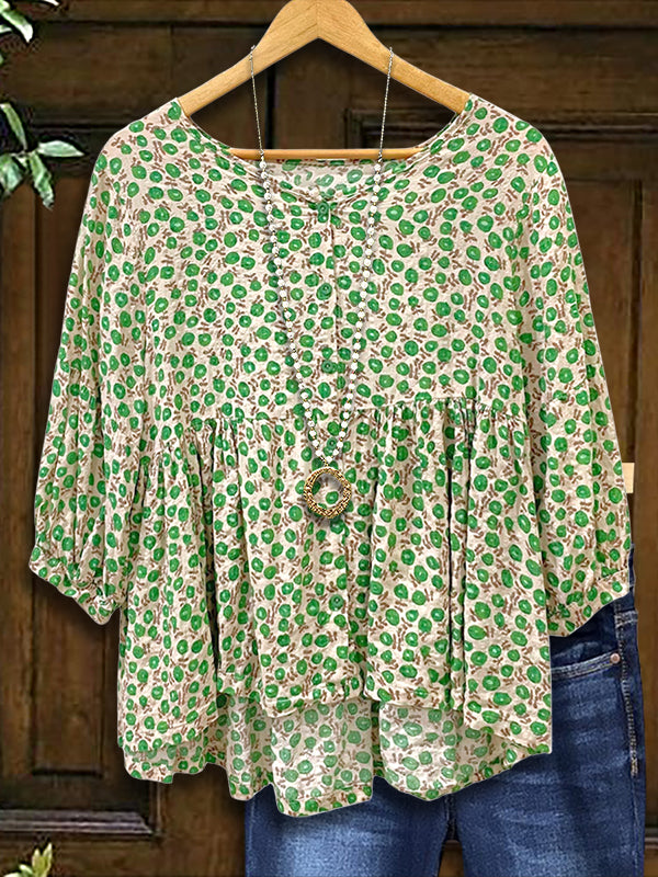 Fresh And Dotted Printed Casual Blouse