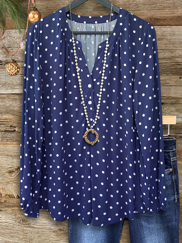 Polka Dot Print Casual Blouse