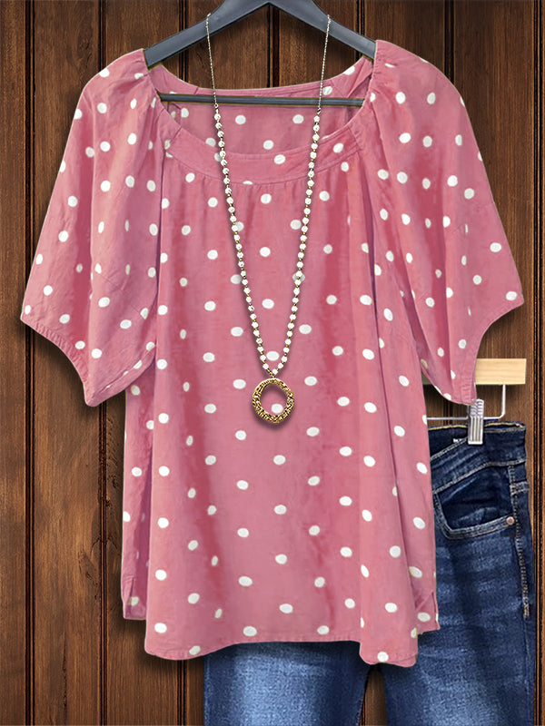 Polka Dot Print Casual Blouse