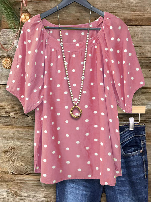 Polka Dot Print Casual Blouse