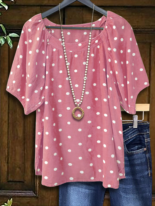 Polka Dot Print Casual Blouse