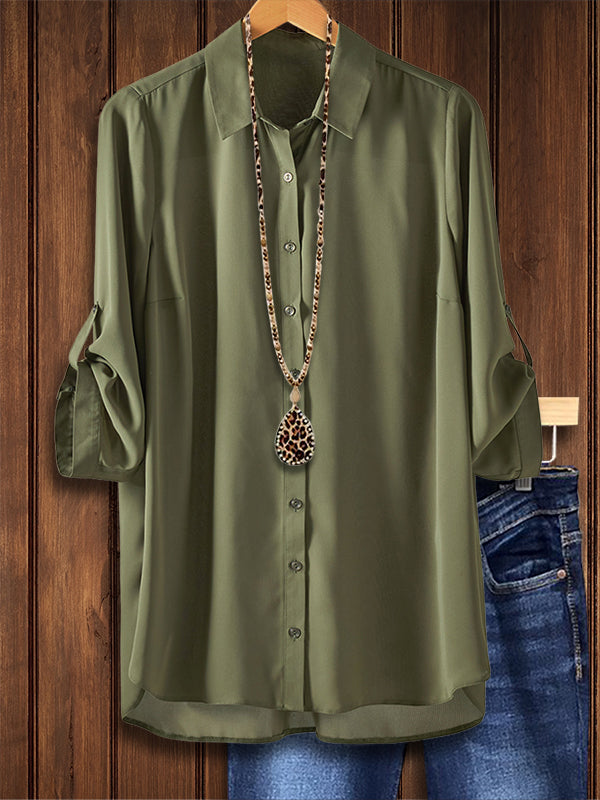 Solid Color Versatile Casual Blouse