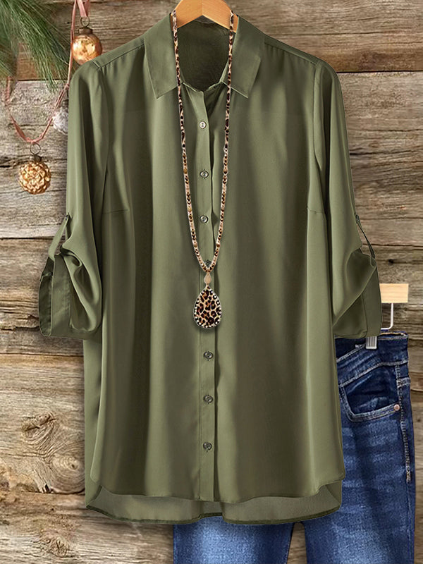 Solid Color Versatile Casual Blouse