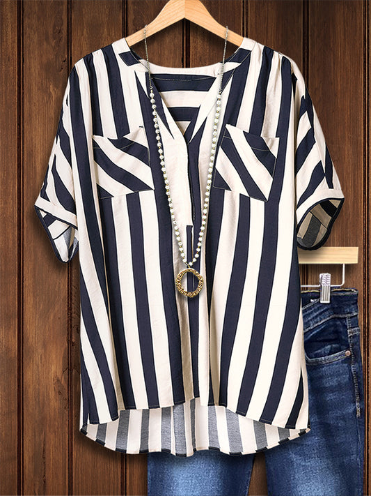 Classic Striped Casual Blouse