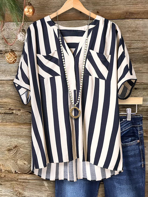 Classic Striped Casual Blouse