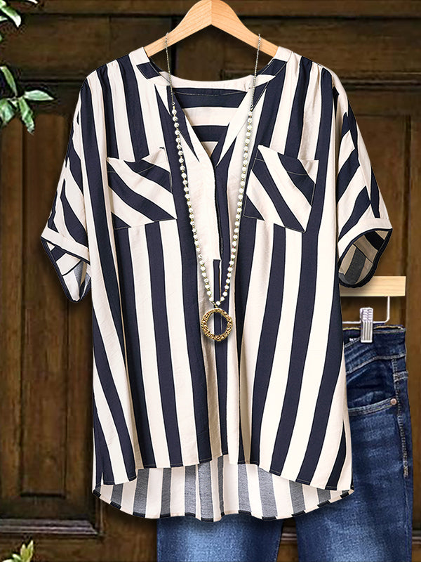 Classic Striped Casual Blouse