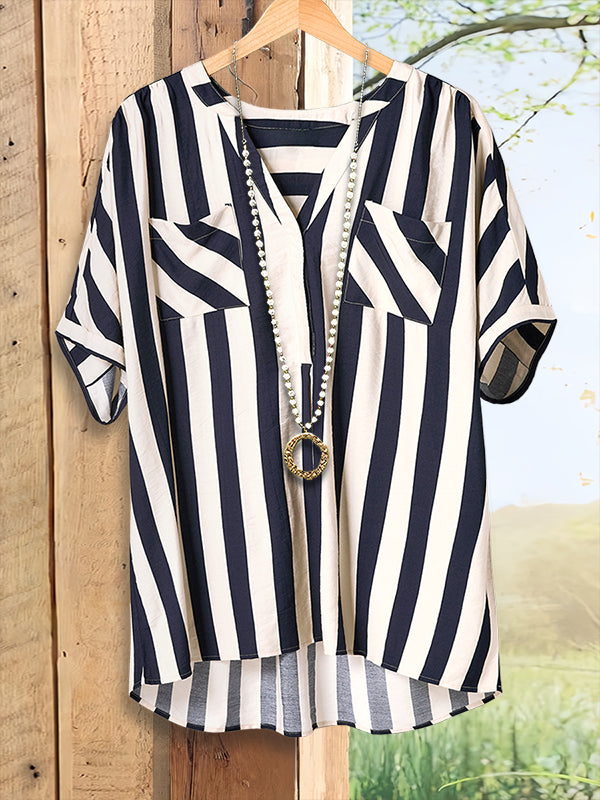 Classic Striped Casual Blouse