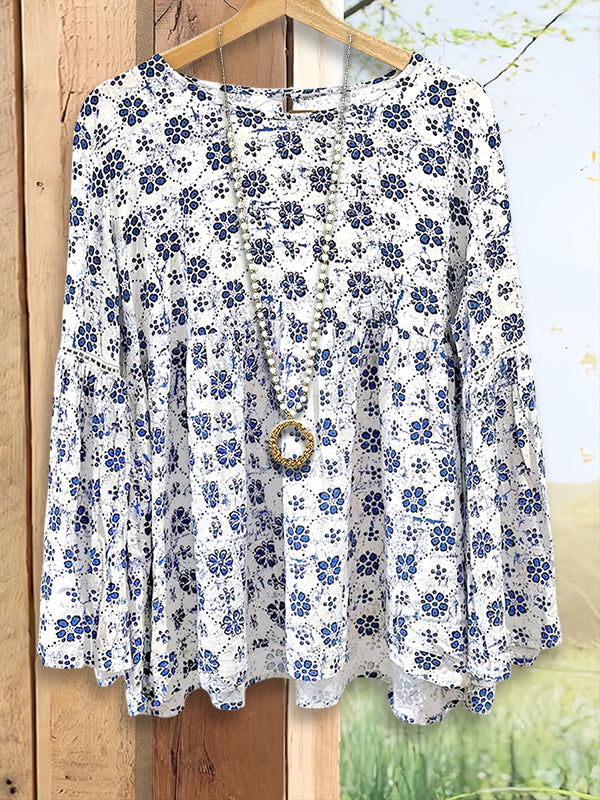 Ethnic Floral Print Casual Blouse