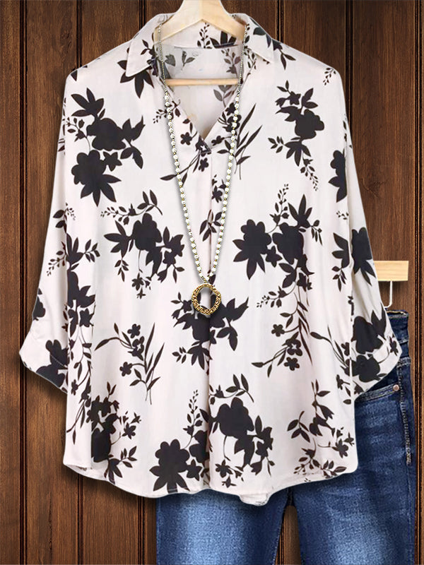 Silhouette Floral Print Elegant Blouse