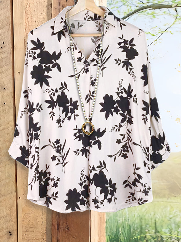 Silhouette Floral Print Elegant Blouse