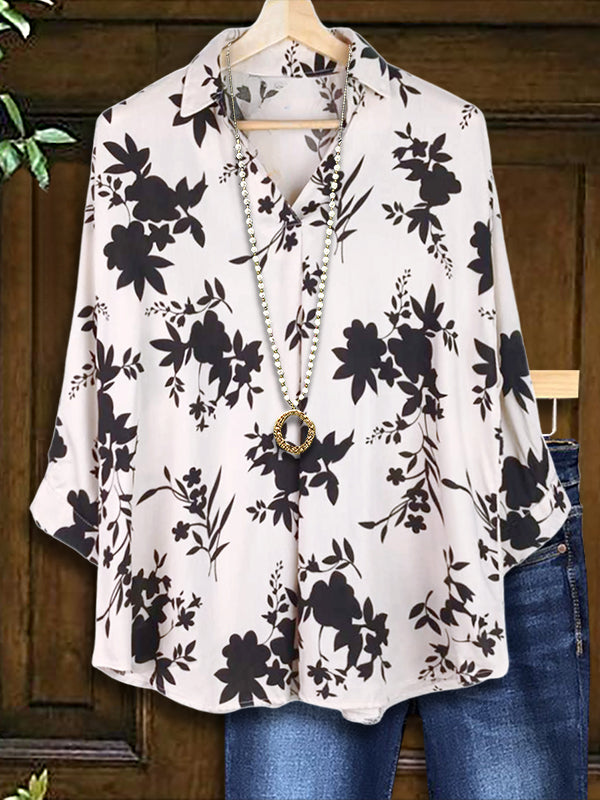 Silhouette Floral Print Elegant Blouse