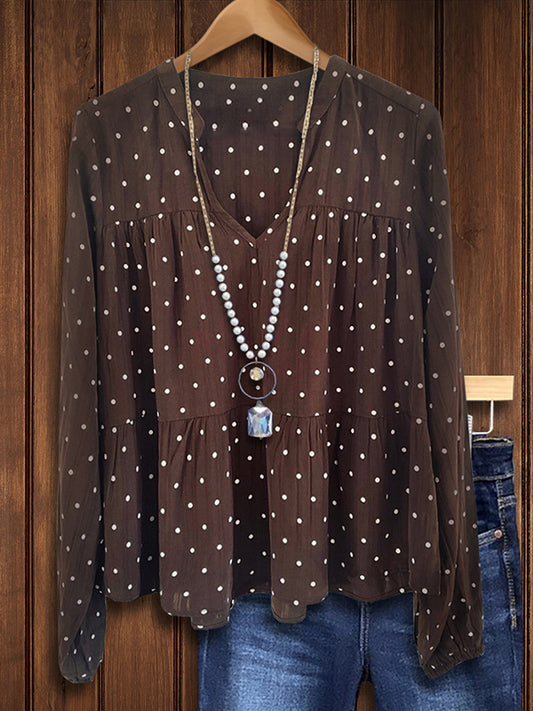 Versatile Polka Dot Print Blouse