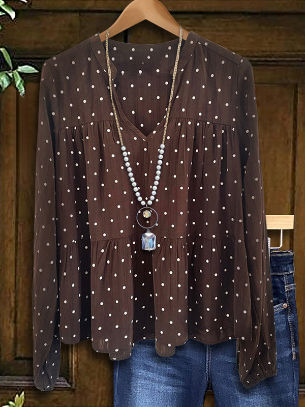 Versatile Polka Dot Print Blouse