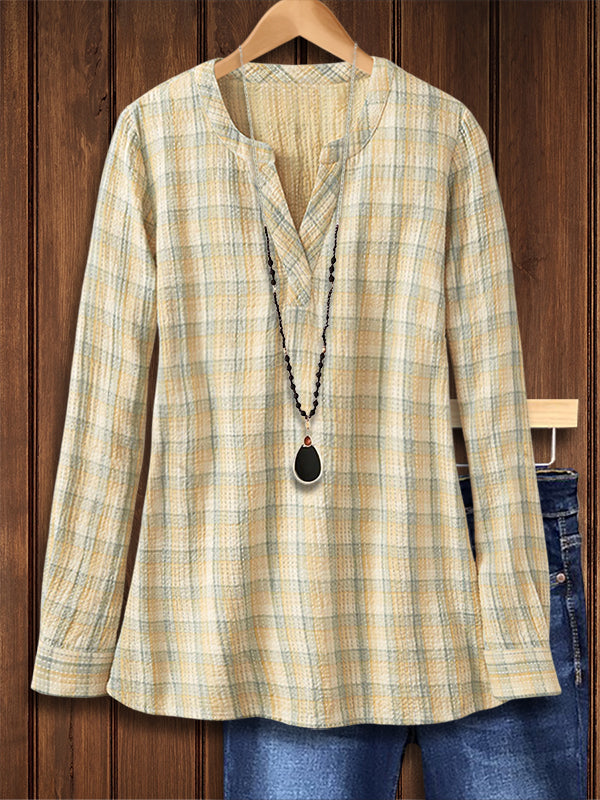 Fresh Plaid Casual Blouse