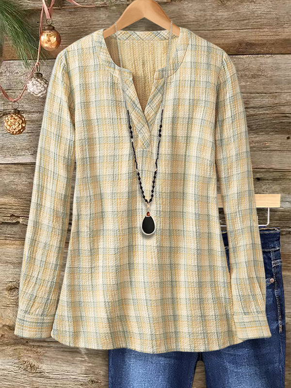 Fresh Plaid Casual Blouse