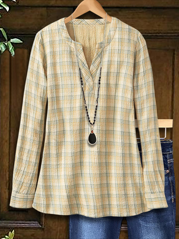 Fresh Plaid Casual Blouse