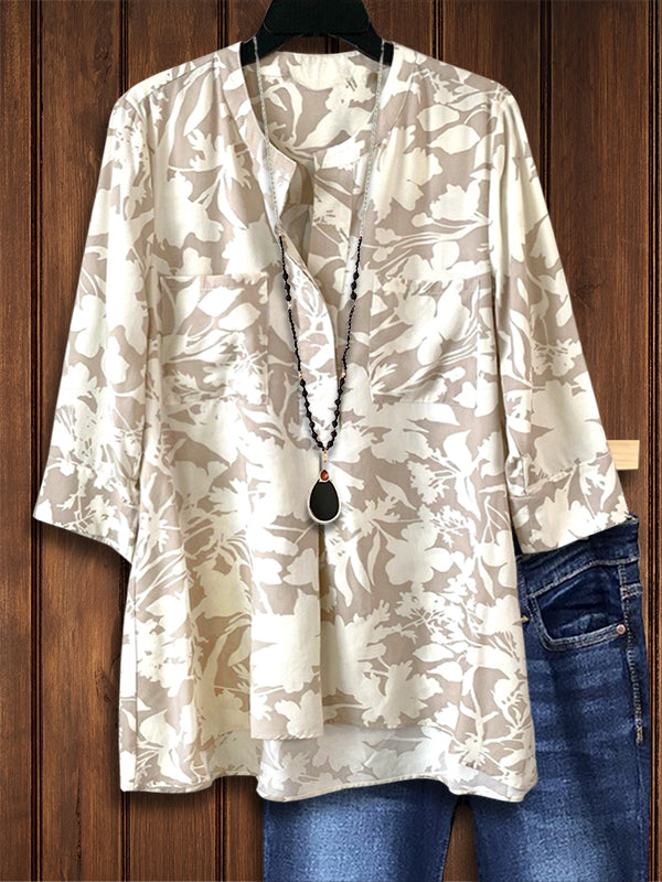 Classic Floral Print Casual Blouse