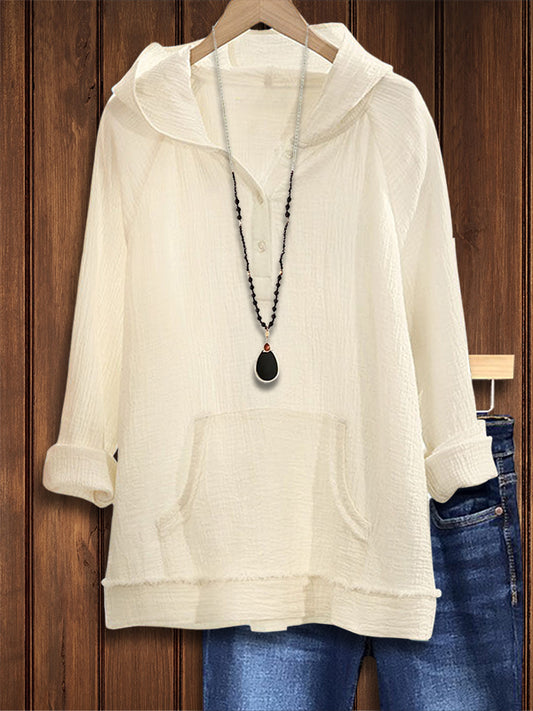 Pure Color Versatile Hooded Top