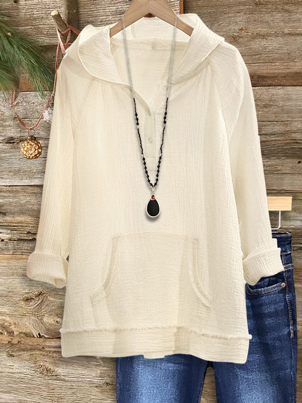 Pure Color Versatile Hooded Top