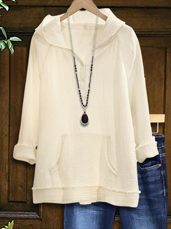 Pure Color Versatile Hooded Top