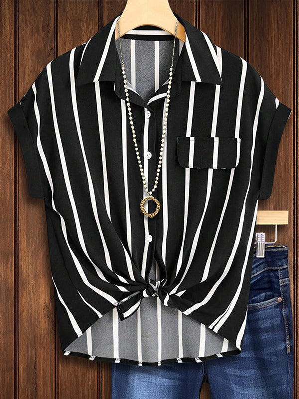 Classic Striped Print Fashion Blouse