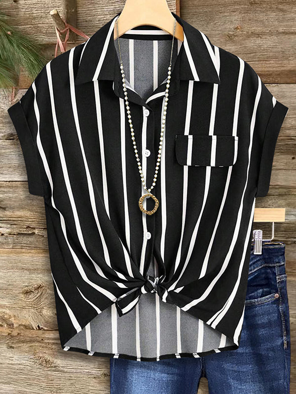 Classic Striped Print Fashion Blouse