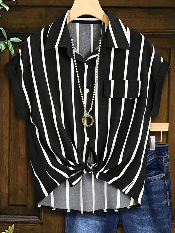 Classic Striped Print Fashion Blouse