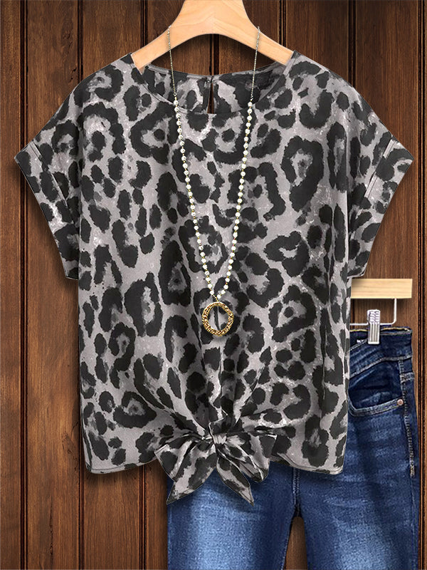 Leopard Print Lace-Up Top