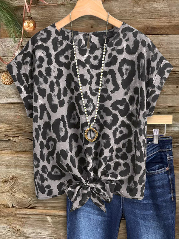 Leopard Print Lace-Up Top