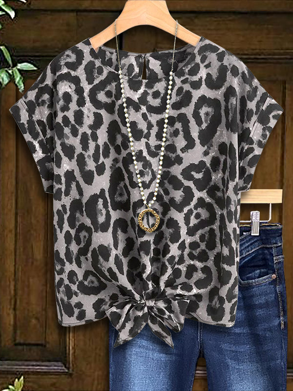 Leopard Print Lace-Up Top