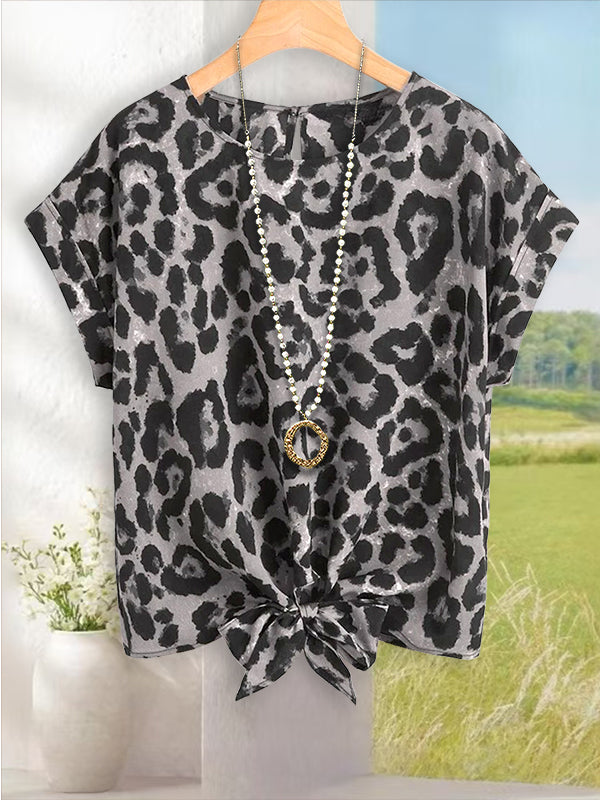 Leopard Print Lace-Up Top