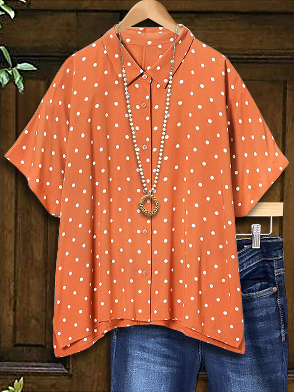 Polka Dot Print Casual Blouse