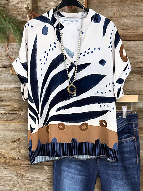 Natural Print Casual Blouse