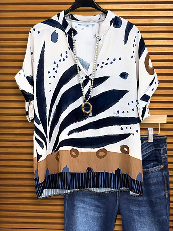 Natural Print Casual Blouse