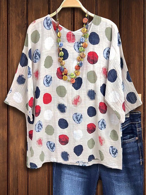 Colorful Polka Dot Casual Blouse