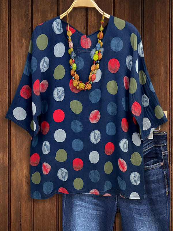 Colorful Polka Dot Casual Blouse