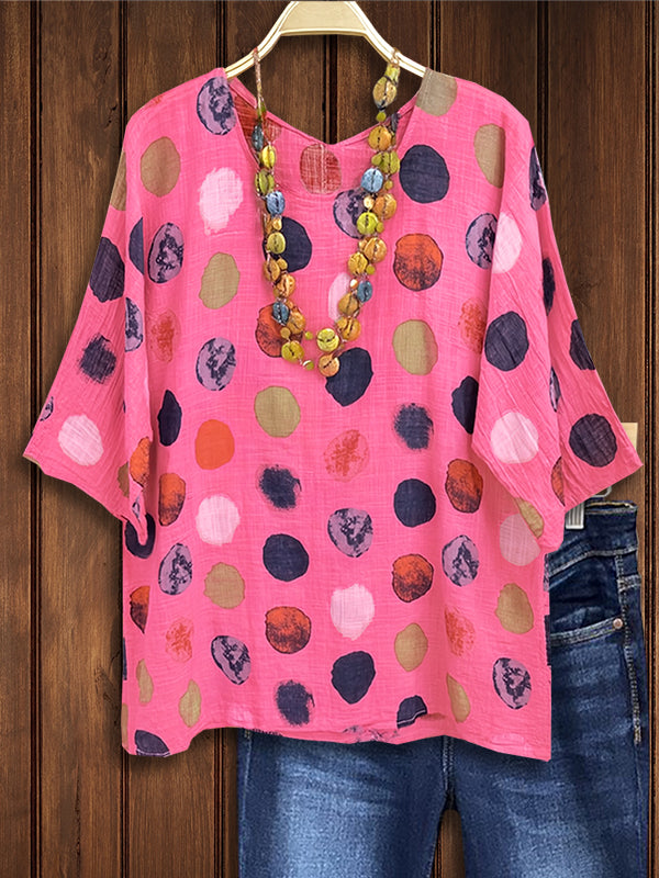 Colorful Polka Dot Casual Blouse