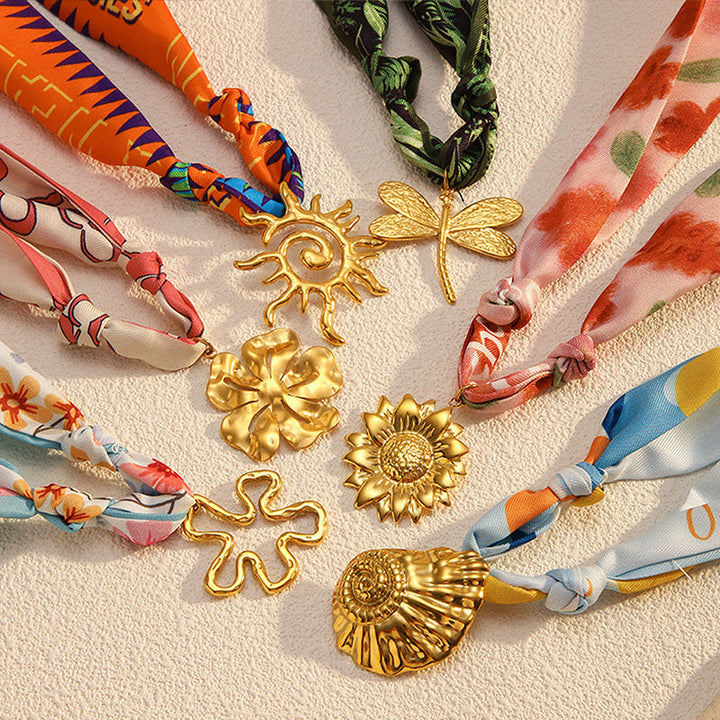 Elegant Floral Scarf Necklace