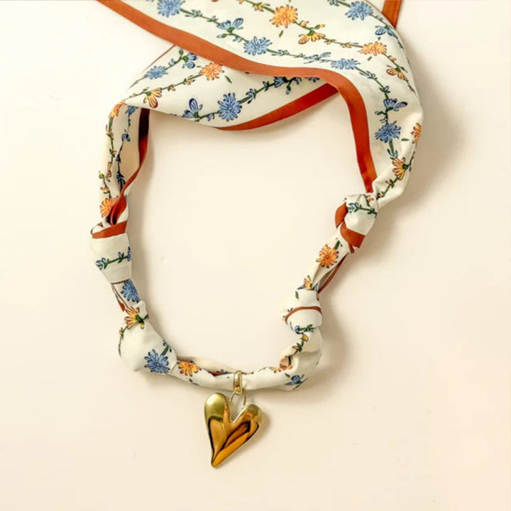Floral Scarf Heart Necklace