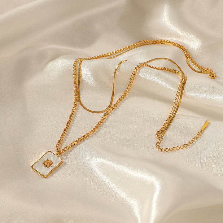 Double-Layer Geometric Shell Necklace