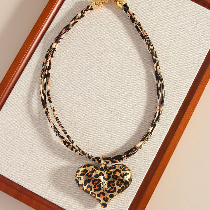 Leopard Heart Pendant Necklace