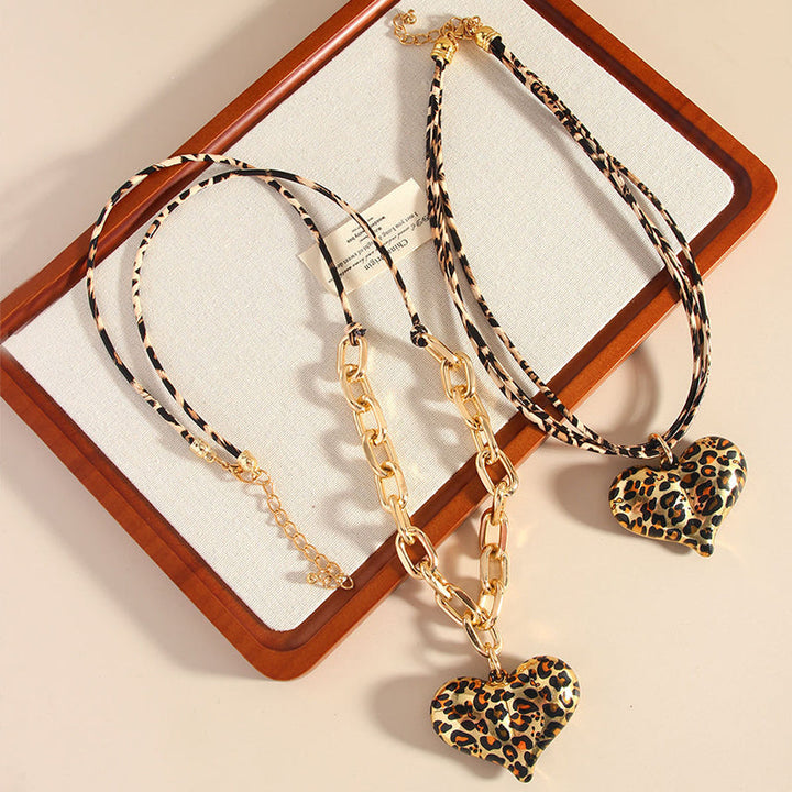 Leopard Heart Pendant Necklace