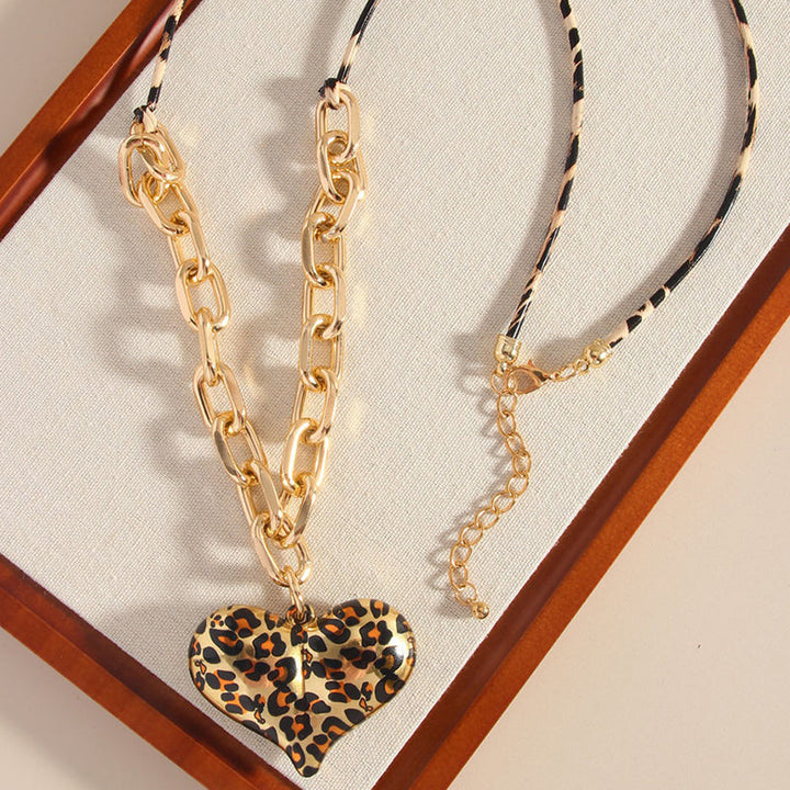 Leopard Heart Pendant Necklace