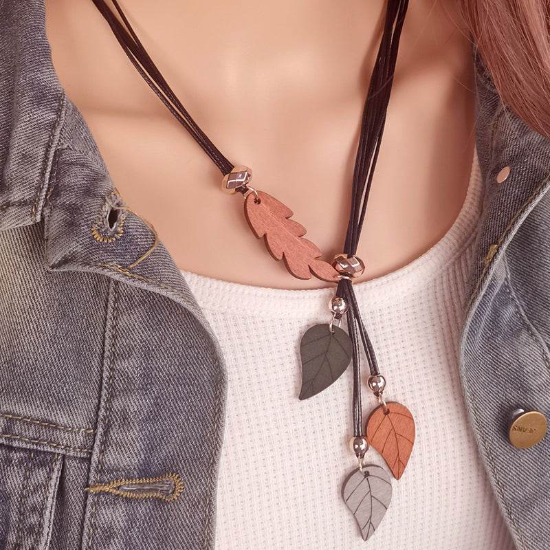 Autumn Leaves Boho Pendant Necklace