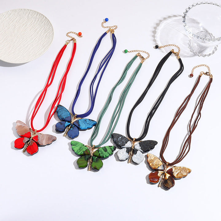 Art Butterfly Pendant Necklace