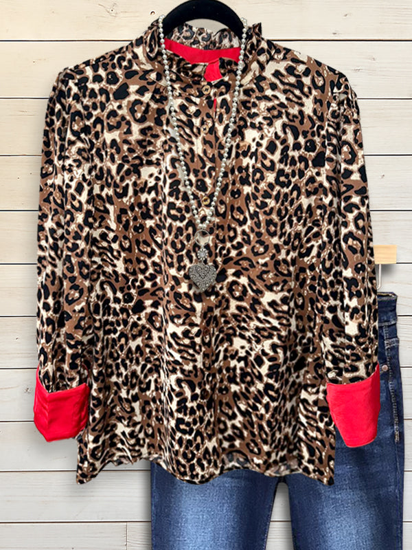 Bold Leopard Accent Blouse