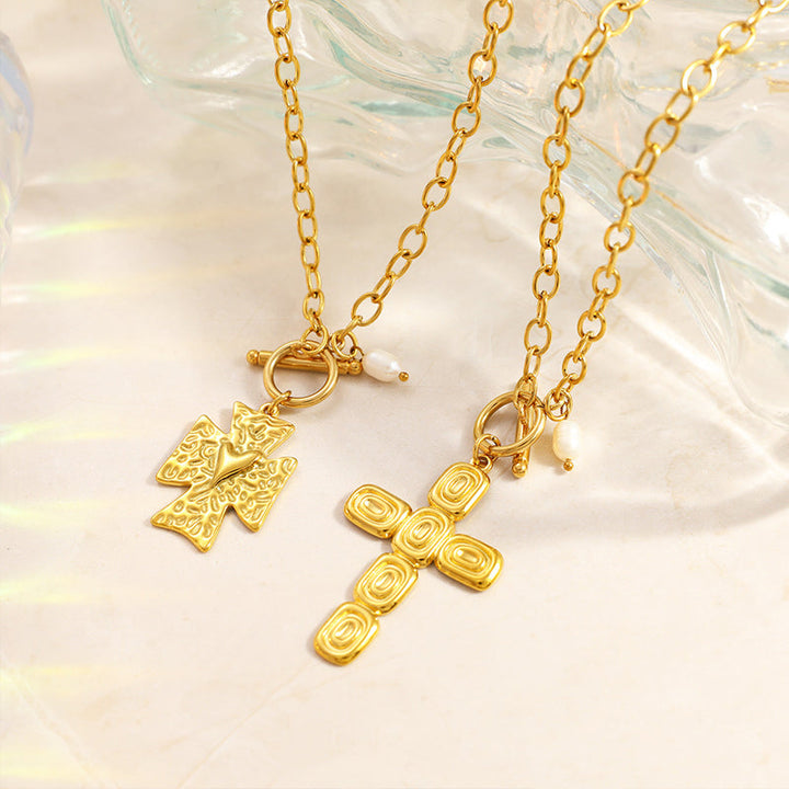 Vintage Gold Cross Pendant Necklace