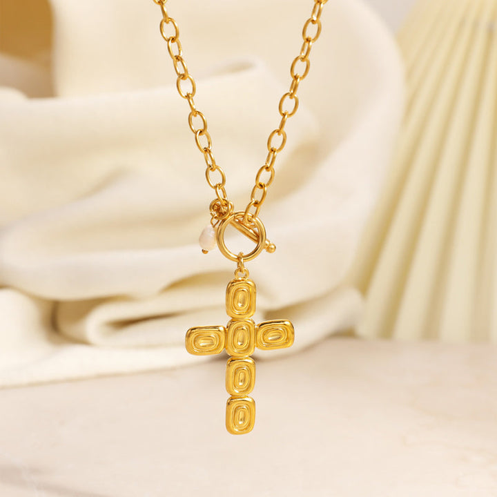 Vintage Gold Cross Pendant Necklace