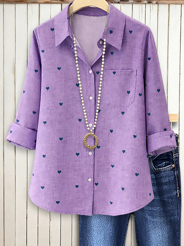 Lavender Heart Button Shirt