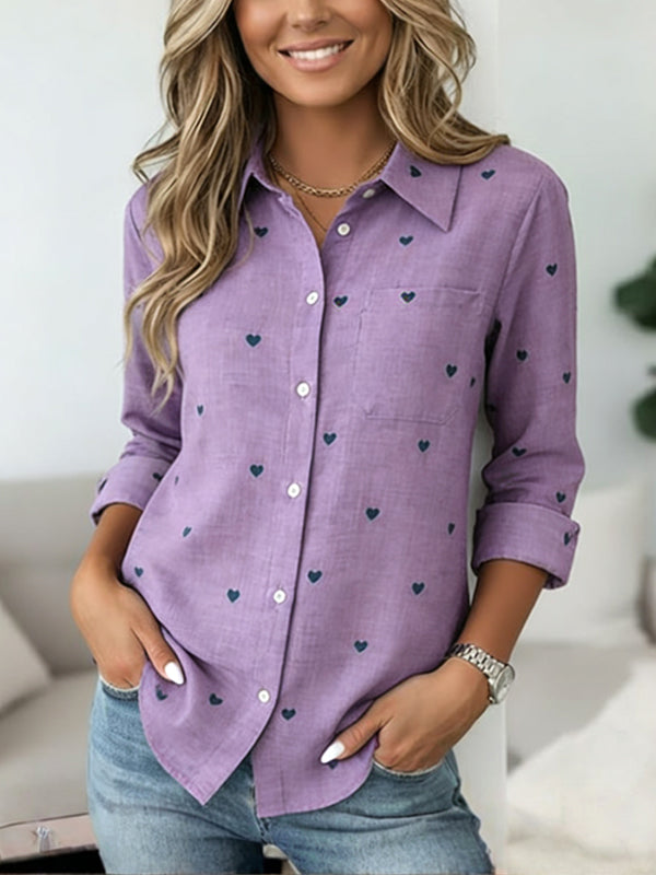Lavender Heart Button Shirt